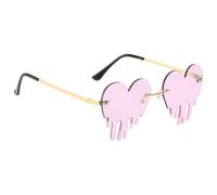 Lunettes de Soleil Cœur en Métal pour Célébration Halloween Pourpre | Lunettes de Plage Élégantes, Verres de Fête, Style Chic Léger, pour Amies en Extérieur