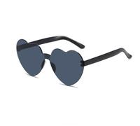 Lunettes de Soleil cœur pour Femme, équipées d'une Fonction de Protection UV, Les Branches du Miroir ne se déforment Pas Facilement, adaptées à l'ombrage extérieur(Black,14 * 6.4cm)
