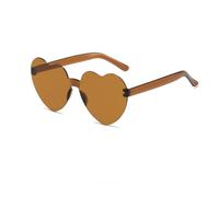 Lunettes de Soleil cœur pour Femme, équipées d'une Fonction de Protection UV, Les Branches du Miroir ne se déforment Pas Facilement, adaptées à l'ombrage extérieur(Brown,14.5 * 5.4)