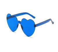 Lunettes de Soleil cœur pour Femme, équipées d'une Fonction de Protection UV, Les Branches du Miroir ne se déforment Pas Facilement, adaptées à l'ombrage extérieur(Blue,14.5 * 5.4)