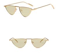 Lunettes de soleil de luxe pour femme en métal triangle lunettes de soleil mode dames nuances UV400 lunettes, Doré/vert, AS