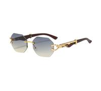 Lunettes de soleil de luxe sans monture pour femmes vintage punk dames nuances métalliques lunettes de soleil lunettes de soleil femmes lunettes de vue, Thé gris doré, Taille unique