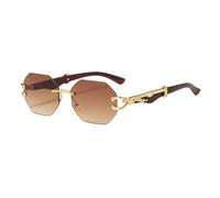 Lunettes de soleil de luxe sans monture pour femmes vintage punk dames nuances métalliques lunettes de soleil lunettes de soleil femmes lunettes de vue, Gold Tea, Taille unique