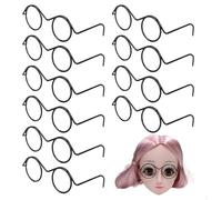 Lunettes de Soleil de poupée 10 Lunettes poupée, métal métallique Black Metal Tiny Grasses Frames, Classic Retro Mini Spectacles Round Lens sans lentilles Eyewear for Crafts Dolls Pets Costume Cos