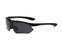 Lunettes de soleil de sport en plein air, lunettes de soleil polarisées tendance, même style for femmes et hommes, lunettes d'équitation pilote(Black gray)