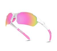 Lunettes de soleil de sport polarisées pour hommes, femmes, jeunes, baseball, course à pied, cyclisme, conduite, pêche, tennis, golf, moteur TAC UV400 TR90, blanc/rose, IN