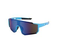 Lunettes de soleil de sport tendance, verres en polycarbonate coupe-vent à large couverture pour activités de plein air, lunettes de soleil essentielles pour le sport, Cadre bleu, film bleu, Taille