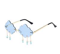 Lunettes de soleil décontractées pour femme - Sans monture - Nuages nuages - Monture transparente, bleu, taille unique