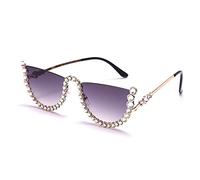 Lunettes de soleil décoratives 2025 à la mode demi-monture pour dames Street Shot lunettes de soleil décoratives pour fêtes en plein air (couleur : A, taille : moyenne), a, Taille unique