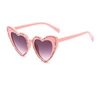 Lunettes de soleil design 2025 en forme de cœur pour femme - Pour l'été - En plein air - Décoration diamant - Personnalité - Lunettes classiques - Nuances féminines - Rose avec diamants - Taille