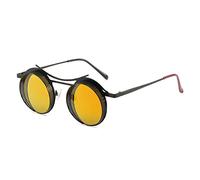 Lunettes de Soleil Design Steampunk pour Hommes et Femmes, rétro Gothique Rondes, à la Mode, en métal, pour la Conduite, UV400