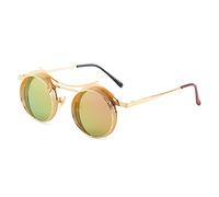 Lunettes de Soleil Design Steampunk pour Hommes et Femmes, rétro Gothique Rondes, à la Mode, en métal, pour la Conduite, UV400