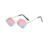 Lunettes de soleil d'été 2026 pour femme - Style vintage irrégulier - Petit cadre en losange - Lunettes de soleil rétro en alliage, A12, Taille unique