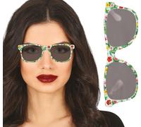 Lunettes de soleil d'été hawaïennes Motif fleurs Accessoires de plage Mode Party, couleur : orange