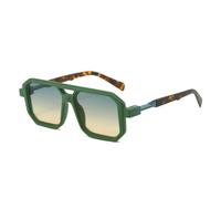Lunettes de soleil double ponts pour femmes mode dégradé UV400 rétro polygone lunettes de soleil hommes, Vert, vert, jaune, Taille unique