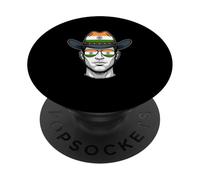 Lunettes de Soleil Drapeau Indien Chapeau de Cowboy Fierté Nationale PopSockets PopGrip Adhésif