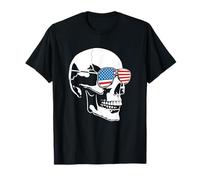 Lunettes de soleil drôles avec drapeau américain Motif tête de mort patriotique 4 juillet T-Shirt