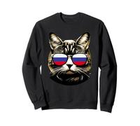 Lunettes de soleil drôles avec drapeau russe pour les amoureux des chats Sweatshirt