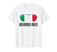 Lunettes de soleil drôles Mamma Mia avec dicton italien drapeau italien T-Shirt