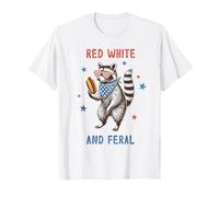 Lunettes de soleil drôles patriotique raton laveur rouge blanc sauvage Hot Dog T-Shirt