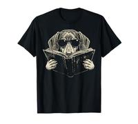 Lunettes de Soleil drôles Teckel Lecture Book Vintage Graphic T-Shirt