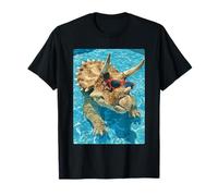 Lunettes de Soleil drôles tricératops Dinosaure Natation été Vibes T-Shirt