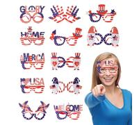 Lunettes de soleil du 4 juillet, 12 paires de lunettes de soleil à thème patriotique, fournitures de fête en plein air, accessoires d'équipement en vrac pour défilés de jour de l'indépendance