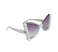Lunettes de soleil élégantes en forme d'œil de chat avec cadre en perles et papillon pour femme Accessoires de mode Monture en pierre