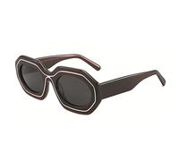 Lunettes de soleil en acétate de lumière polarisée géométriquement polarisée pour femme avec anneau en métal UV 400, marron foncé, Taille unique