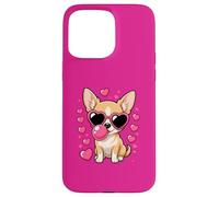 Lunettes de Soleil en Forme de cœur Chihuahua pour la Saint-Valentin Coque pour iPhone 15 Pro Max