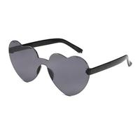 Lunettes de soleil en forme de cœur pour femmes, monture sans monture teinte, verres transparents, lunettes de soleil colorées pour femme, rouge, rose, jaune, nuances de voyage, noir/gris, Taille
