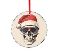 Lunettes de soleil en forme de tête de mort - Chapeau de Père Noël amusant - Ornements à suspendre en verre cristal pour