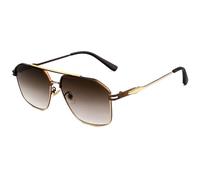 Lunettes de soleil en métal polygone à dessus plat double pont hommes femmes mode personnalité lunettes de soleil, C04 Thé doré, Taille unique