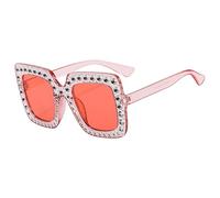 Lunettes de soleil en strass pour femme - Avec un design élégant et sophistiqué - Lunettes de soleil scintillantes - Lunettes de soleil scintillantes pour femmes et filles, Rose, Voir description