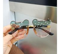Lunettes de soleil enfant enfant bambin PC -matériaux en résine avec une forme mignonne pour les photos quotidiennes vert sur le haut et le fond rose