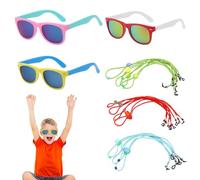 lunettes de soleil enfant polarisées UV400 - 6 pièces - 3 paires multicolores + 3 cordons antidérapants réglables - confort été extérieur quotidien