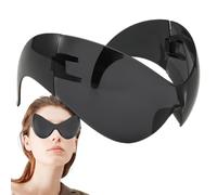 Lunettes de soleil enveloppantes sans monture | Protection UV400 | Lunettes de soleil futuristes à dessus plat | Lunettes de soleil tendance pour homme et femme, Noir , Refer to description