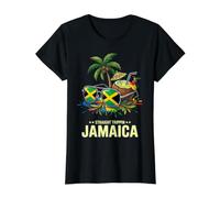 Lunettes de Soleil et Palmier Motif Drapeau Tropical de la Jamaïque T-Shirt Graphique avec Valeur