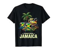 Lunettes de Soleil et Palmier Motif Drapeau Tropical de la Jamaïque T-Shirt Graphique avec Valeur
