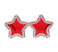 Lunettes de Soleil Étoile Ornées de Cristaux Rouge, Monture Pc, Style Chic | Fête, Accessoires pour Filles, Photo Props, Décoratives pour Carnaval et Fête du 4 Juillet