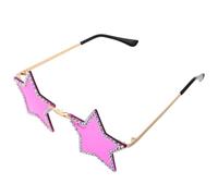 Lunettes de Soleil Étoile sans Monture, Ornements Brillants, Style Fête | Forme Pentagramme, Teinte Pourpre, PC Léger, Confort de Port, Protection Uv, Soirées et Danses