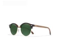 Lunettes de soleil faites à la main en bois de noyer noir pour homme et femme, verres miroir polarisés, UV400, vert G15,1
