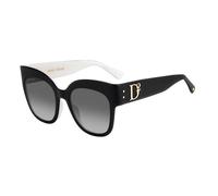 Lunettes de soleil femme Dsquared2 D2 0097/S - Monture carrée - Noir Blanc/Gris - Verres gris