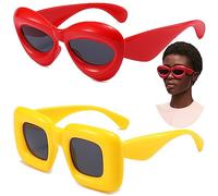Lunettes De Soleil Femme SurdimensionnéEs 2 Pièces Ovale Vintage Lunettes De Soleil Oeil De Chat Mode Lunette Lunettes De Soleil Retro Femme Oeil de Chat Lunette UV400 Pour FêTe, Walking Street Shot