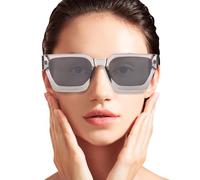 Lunettes De Soleil Femmes | Lunettes De Soleil De Protection UV À La Mode, Lunettes De Cadre UV 400 Rétro Légères Pour Vacances, Randonnée, Élégant Cadres Rétro : Structure Inspir, Plage, Gris,