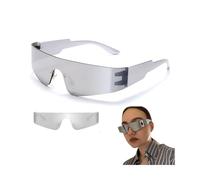Lunettes de Soleil Futuristes, Alien Techno Lunettes, Y2k Fête Glasses, Sans Monture Fast Rave Glasses, Futuriste Décorations Accessoires Convient pour Anniversairet, Soirée Folie, Cosplay, Argentées