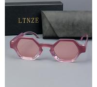 Lunettes de soleil hip-hop à monture polygonale colorée à la mode LTNZE pour femmes, Raudono rämelio