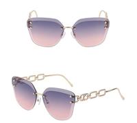 Lunettes de soleil œil de chat sans monture pour femmes dégradé lunettes de soleil hommes lunettes UV400 lunettes de vue nuances, C4., Taille unique