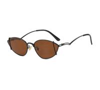 Lunettes de soleil œil de chat tendance, monture métallique, style punk, pour femme, verres solaires de luxe, pour la conduite, les voyages, UV400 (noir et marron)