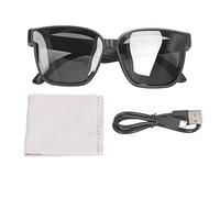 Lunettes de Soleil intelligentes Bluetooth Audio sans Fil, Oreille Ouverte, Musique, appels Mains Libres, Verres solaires polarisés pour Hommes et Femmes, Cadre carré A3 Noir